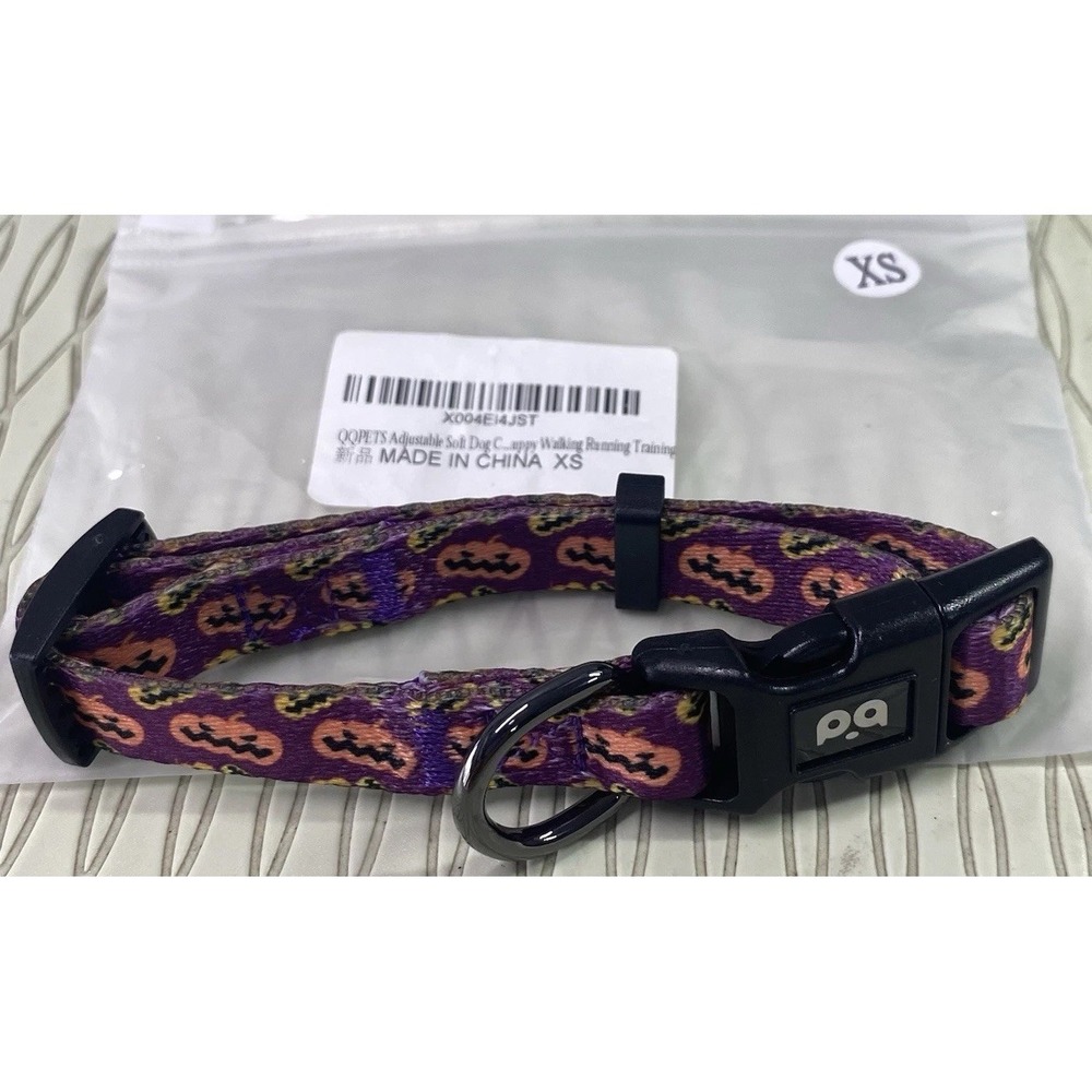 Puppy Dog Soft Halloween Bat Adjustable Collar Black/Purple/Orange Sz. XS‎ NEW